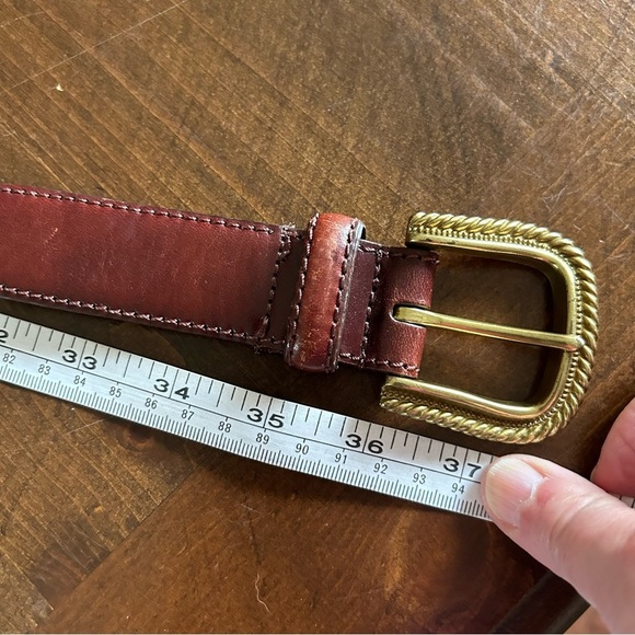 Fossil Gold Metal Brown Leather Belt. Size Medium. - Picture 7 of 13